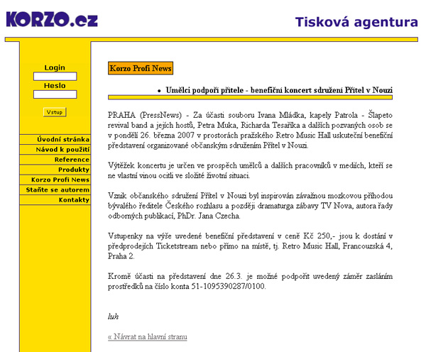 Umlci podpo ptele - benefin koncert sdruen Ptel v Nouzi