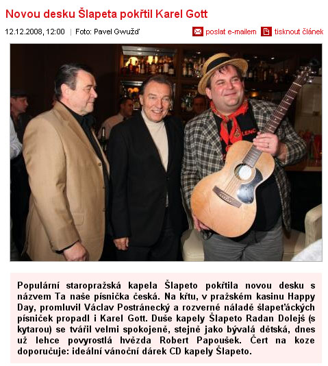 Novou desku lapeta poktil Karel Gott